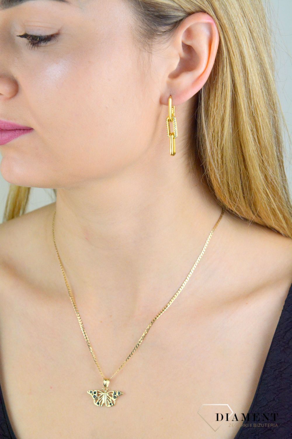 Złota zawieszka 585 motylek z czarnymi cyrkoniami ZA 2488 585.jpg